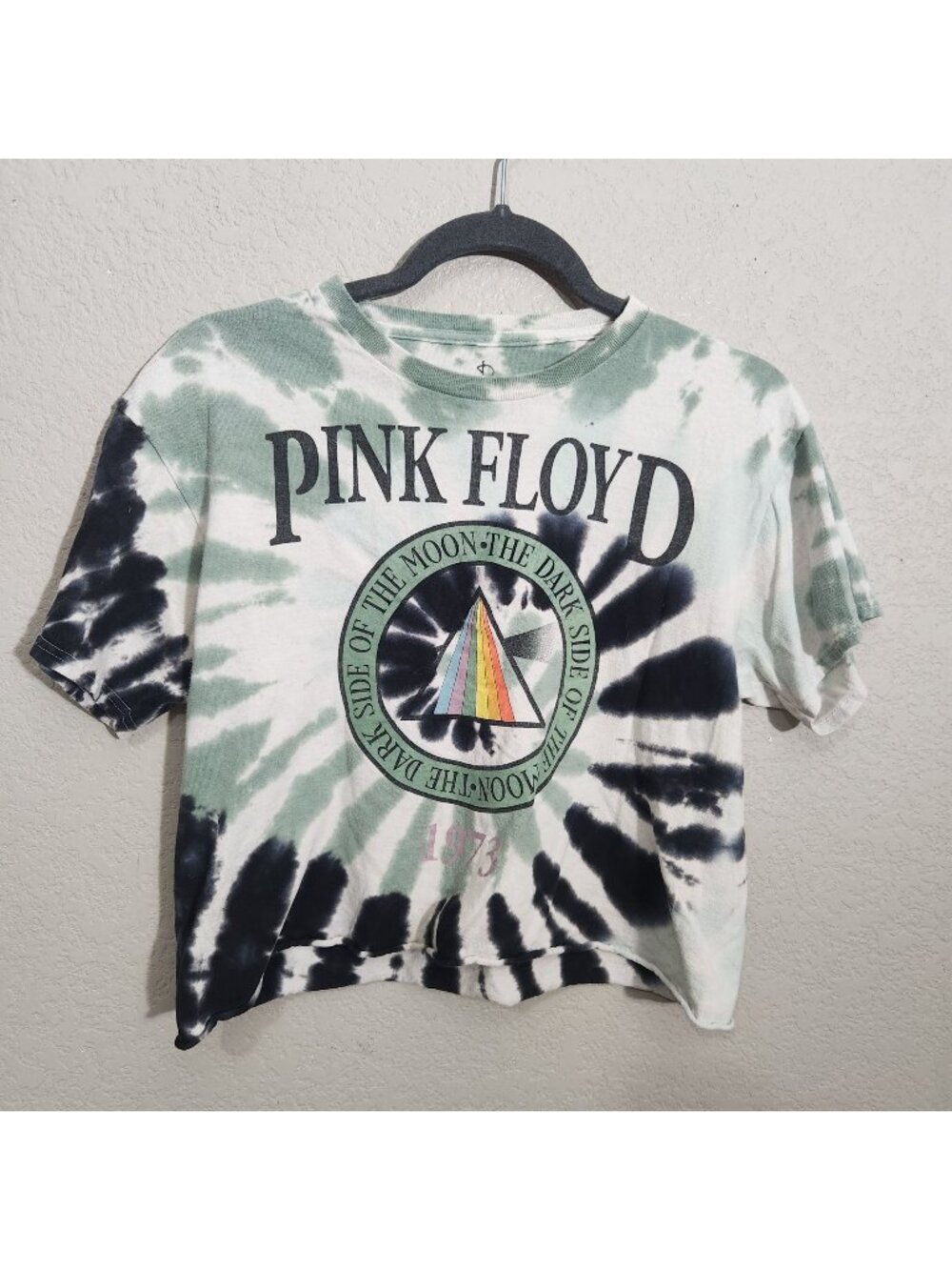 Pink Floyd T-Shirt Womens Tie-Dye Graphic Medium Black & Green